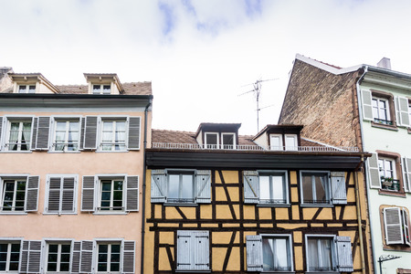 Traditional houses in La Petite France, Strasbourg, Alsace, Franceの写真素材