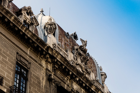 antique building view in Old Town Bucharest, Romanianの写真素材
