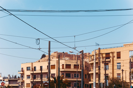 Street view of old buildings in Athens, Greeceのeditorial素材
