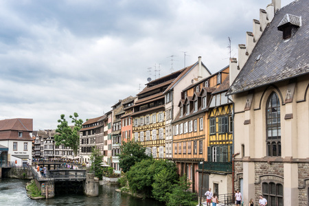 STRASBOURG, FRANCE - June 17, 2017 : Street view of Traditional houses in La Petite France, Strasbourg, Alsace, Franceのeditorial素材