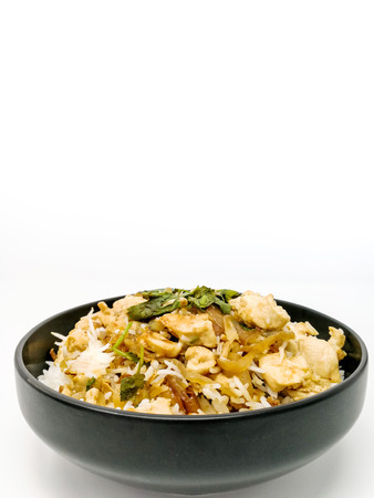 Homemade Chinese fried rice with vegetables and fried eggsの写真素材