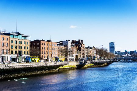 DUBLIN, IRELAND - March 31, 2017: Dublin City Center and river Liffey,Irelandのeditorial素材