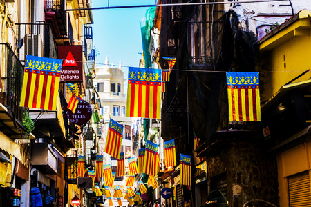 VALENCIA, SPAIN - March 10, 2017: street view of downtown valencia, is Spain's third largest metropolitan area, with a population ranging from 1.7 to 2.5 million.のeditorial素材