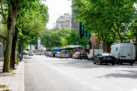 MADRID, SPAIN - April 20, 2017: street view of downtown madrid, The city has a population of almost 3.2 millionのeditorial素材