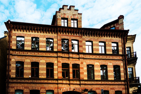 antique building view in Old Town Vilnius, Lithuanianの写真素材