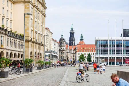 DRESDEN, GERMANY - July 23, 2017: General street view Dresden, Germanyのeditorial素材