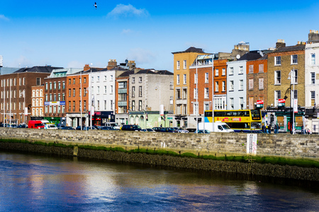 DUBLIN, IRELAND - March 31, 2017: Dublin City Center and river Liffey,Irelandのeditorial素材
