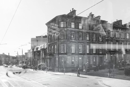 EDINBURGH, SCOTLAND - March 27, 2017: Street view of Historic Old Town Houses in Edinburgh, Scotland のeditorial素材