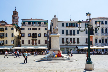 VENICE, ITALY - May 18, 2017 : street view of old buildings in Venice on May 18, 2017. its entirety is listed as a World Heritage Site, along with its lagoonのeditorial素材