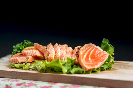 Japanese food fresh raw fish mixed sashimiの写真素材