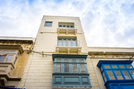 Antique city building in Valletta,Malta Europeのeditorial素材