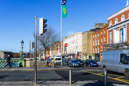 DUBLIN, IRELAND - March 31, 2017: Tourists on foot Graben Street of Dublin Ireland