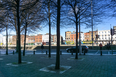 DUBLIN, IRELAND - March 31, 2017: Traditional antique city building in Dublin Irelandのeditorial素材