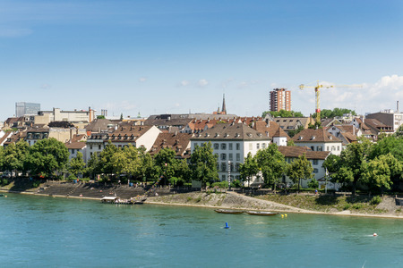 BASEL, SWITZERLAND - June 16, 2017: Rhine river in Basel, Switzerlandのeditorial素材