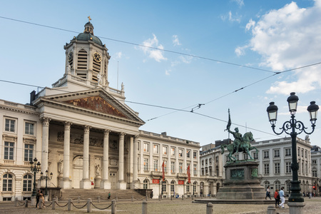 BRUSSELS, BELGIUM - August 27, 2017: Street view of old town in Brussels city, with a population of over 1.8 million, the largest in Belgium.のeditorial素材