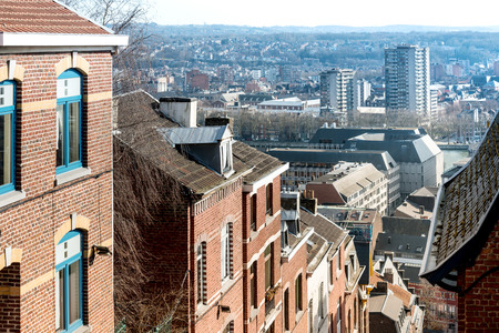 Stairs of Mount Bueren in Liege city, Belgiumの写真素材