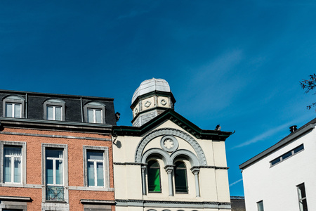Street view of downtown in Liege city, Belgiumの写真素材