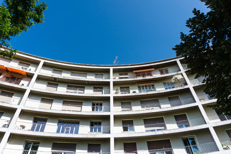 Antique building view in Old Town Mulhouse,Franceのeditorial素材