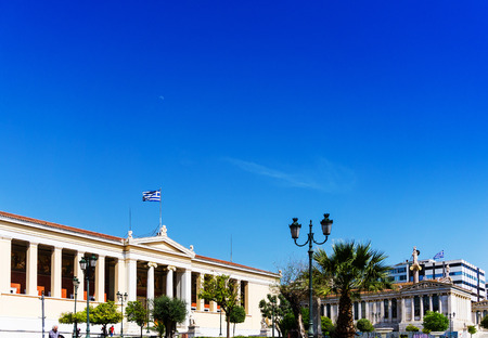 ATHENS, GREECE - May 3, 2017: Greek flag in Athens, Greece