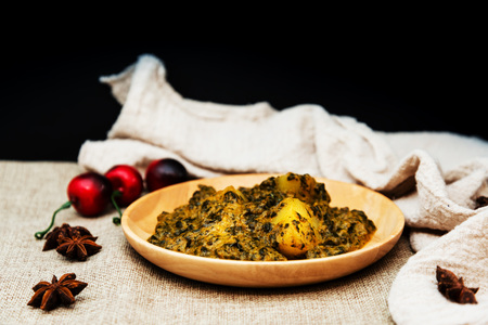 Indian Cuisine of Spinach and Potatoesの写真素材