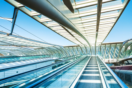 LIEGE, BELGIUM - February 24, 2018: famous architecture railway station Liege-Guilleminsのeditorial素材