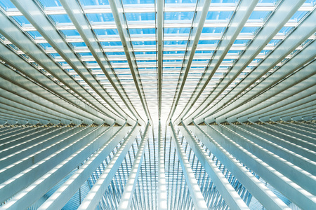 LIEGE, BELGIUM - February 24, 2018: famous architecture railway station Liege-Guilleminsのeditorial素材