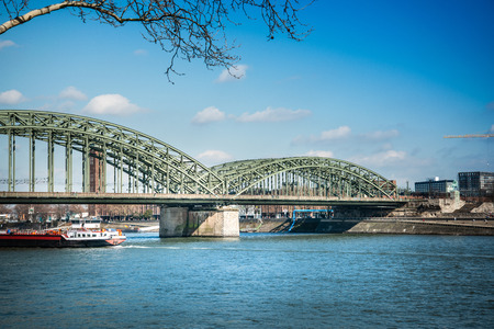 Hohenzollern Bridge, is a bridge crossing the river Rhine in the German city of Cologneの写真素材