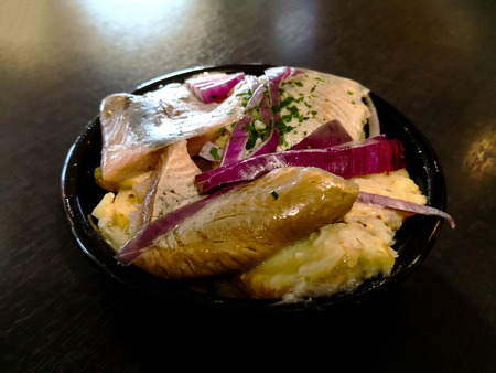 delicious plate of fish and potatoesの写真素材