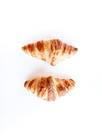 fresh croissant on tableの写真素材