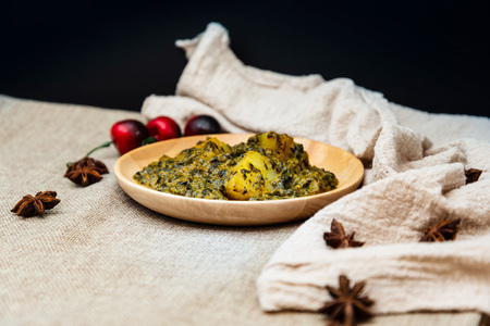 Indian Cuisine of Spinach and Potatoesの写真素材