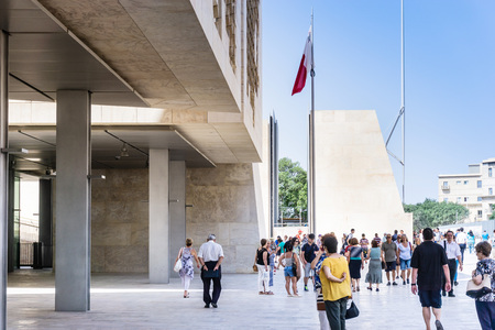 VALLETTA, MALTA - June 28, 2017: Tourists on foot Graben Street in Valletta,Malta Europeのeditorial素材
