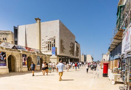 VALLETTA, MALTA - June 28, 2017: Tourists on foot Graben Street in Valletta,Malta Europeのeditorial素材
