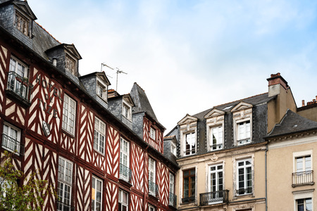 Antique building view in Old Town in Rennes, Franceの写真素材