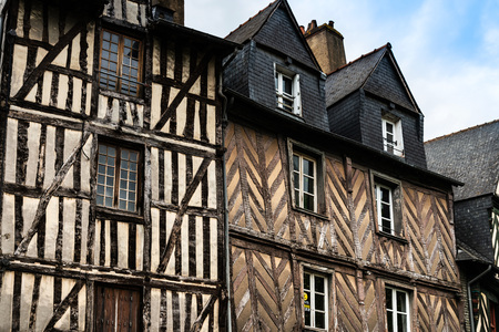 Antique building view in Old Town in Rennes, Franceの写真素材