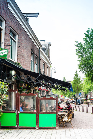 Amsterdam, Netherlands - May 23, 2018: restaurant in Amsterdam, Netherlandsのeditorial素材