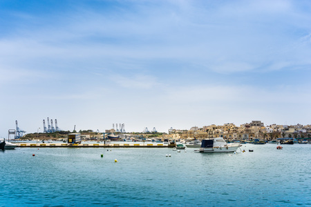 Mediterranean traditional colorful boats in Maltaの写真素材