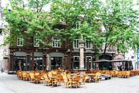 MAASTRICHT, THE NETHERLANDS - june 10, 2018: restaurant in Maastricht, Netherlands.のeditorial素材