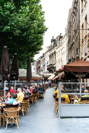 MAASTRICHT, THE NETHERLANDS - june 10, 2018: restaurant in Maastricht, Netherlands.のeditorial素材