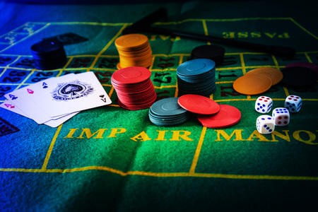 Casino Poker on table Backgroundのeditorial素材
