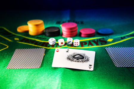 Casino Poker on table Backgroundのeditorial素材