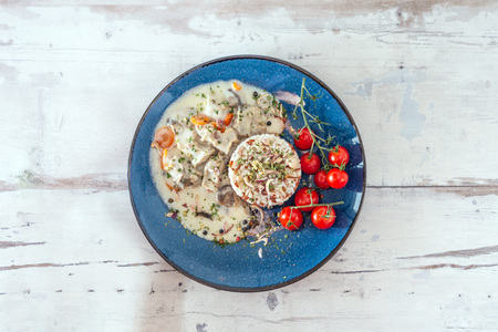 blanquette of veal with porcini mushrooms and rice duoの写真素材