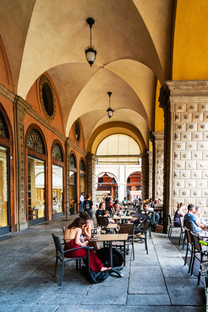 BOLOGNA, ITALY - May 27, 2018: restaurant in Bologna, Italyのeditorial素材