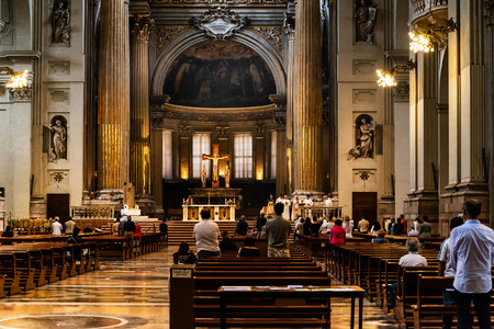 BOLOGNA, ITALY - May 27, 2018: Bologna Cathedral in Bologna city, Italyのeditorial素材