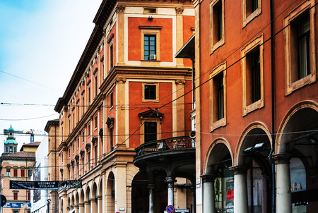 BOLOGNA, ITALY - May 27, 2018: Street view of Buildings around Bologna, Italyのeditorial素材