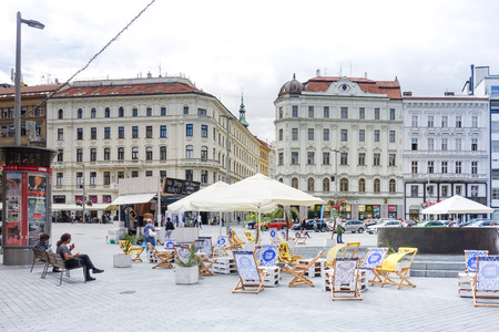 BRNO, CZECH REPUBLIC - July 25, 2017: Street view of downtown in Brno, Czech Republicのeditorial素材
