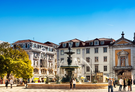 Lisbon, Portugal - February 11, 2018: The southern fountain in Lisbon, Portugalのeditorial素材