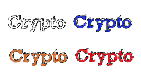 Digital currency concept - Doodle English word Cryptoの写真素材