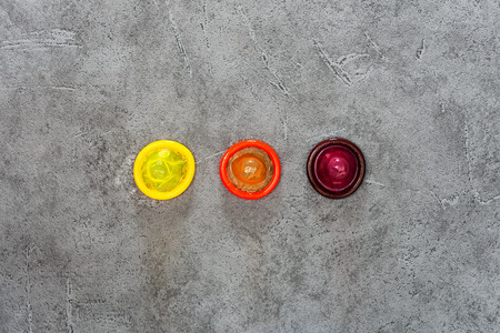 Concept for healthcare - Close up shot of various Colorful condomsの写真素材
