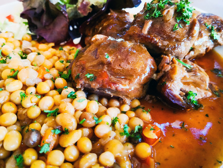 Traditional French cuisine Beef meat stewed with beansの写真素材