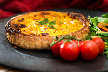 Seafood salmon and spinach tartletsの写真素材
